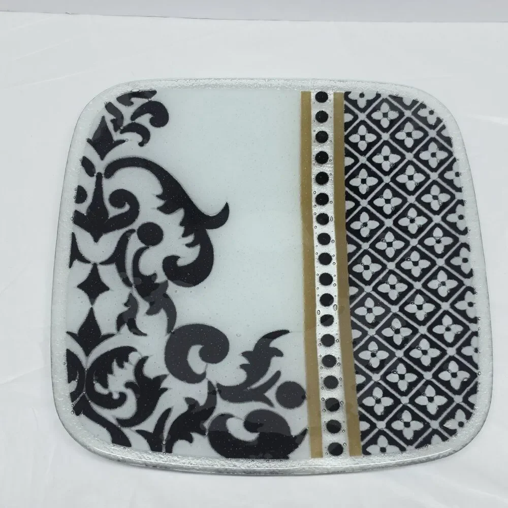 Peggy Karr Brocade Fused Art Glass Square Plate 11